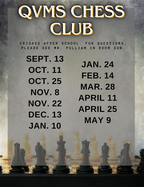 These are the meeting dates for the 24-25 chess club.